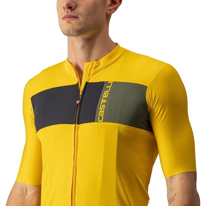 Castelli Prologo 7 Mens Cycling Jersey (Saffron/Light Black/Military Green)