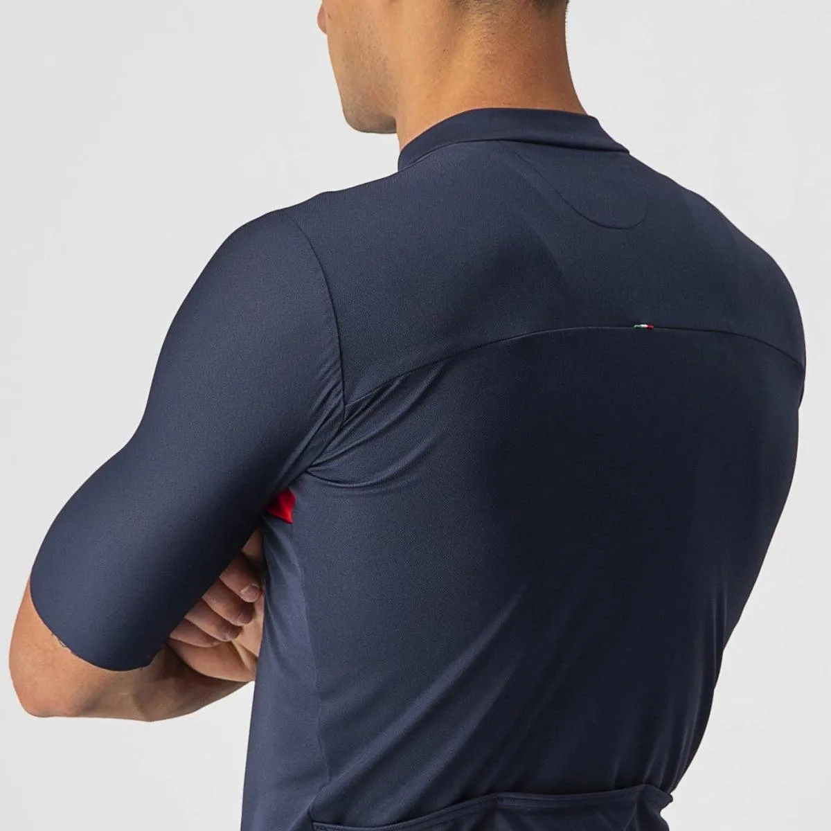 Castelli Prologo 7 Mens Cycling Jersey (Savile Blue/Silver Gray/Red)