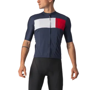 Castelli Prologo 7 Mens Cycling Jersey (Savile Blue/Silver Gray/Red)