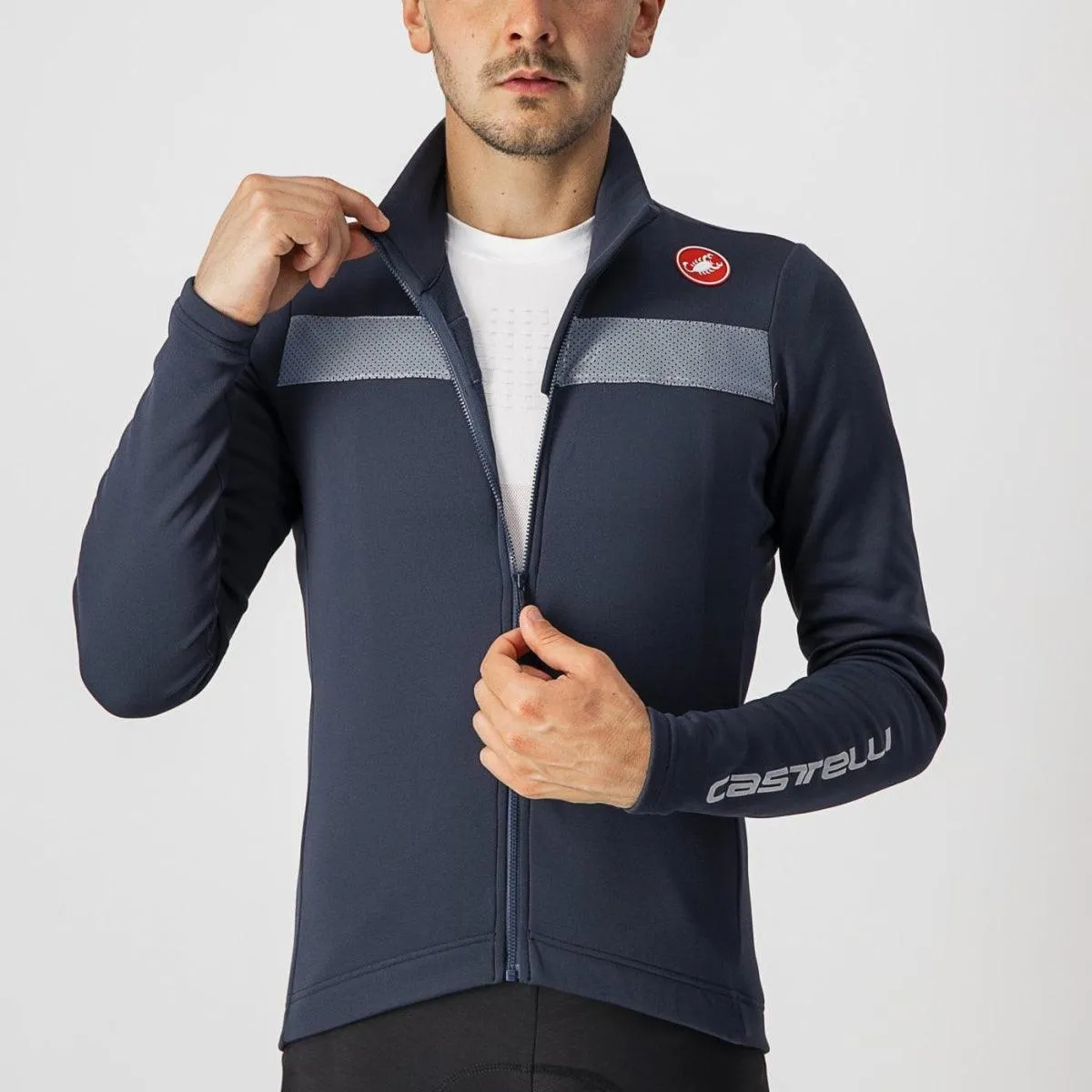 Castelli Puro 3 Mens Cycling Jersey (Savile Blue/Silver Reflex)