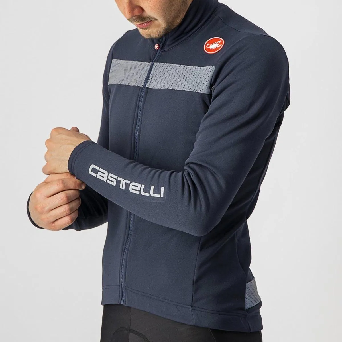 Castelli Puro 3 Mens Cycling Jersey (Savile Blue/Silver Reflex)