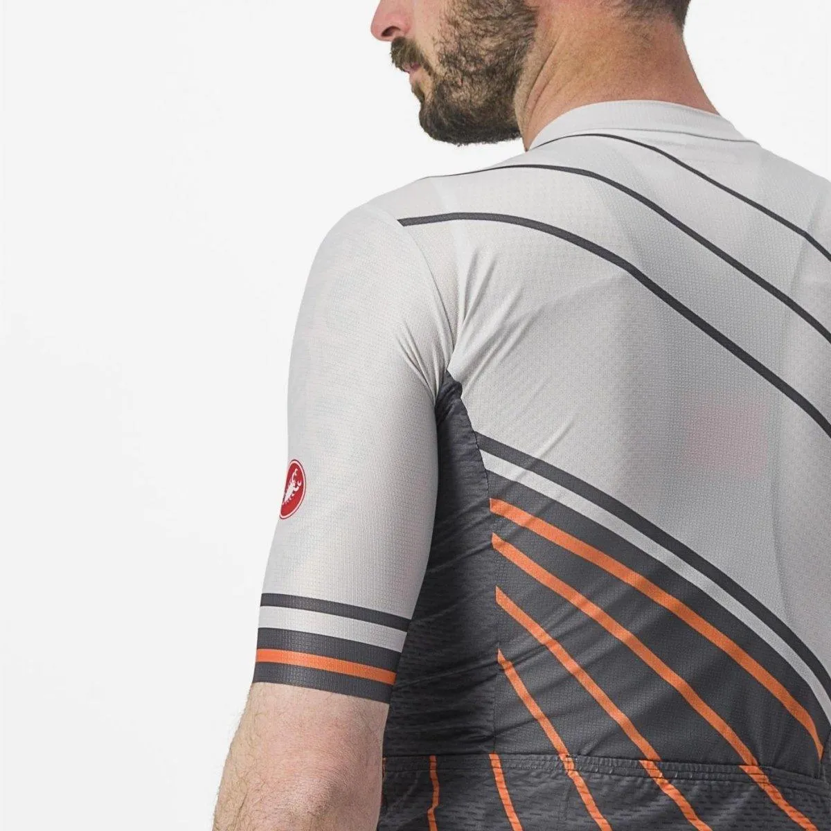 Castelli Speed Strada Men's Cycling Jersey (Moon Gray/Dark Gray Scarlet IB)