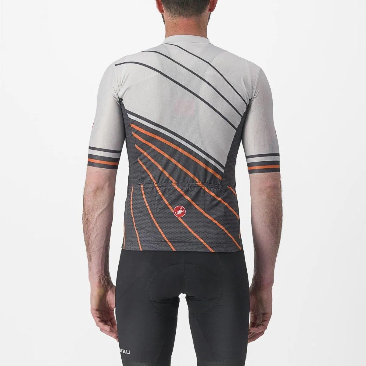 Castelli Speed Strada Men's Cycling Jersey (Moon Gray/Dark Gray Scarlet IB)