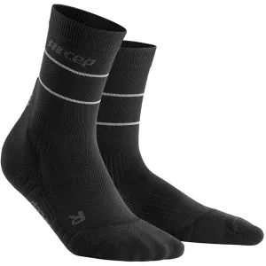 CEP Compression Reflective Mid Cut Women's Compression Socks (Black/Silver)