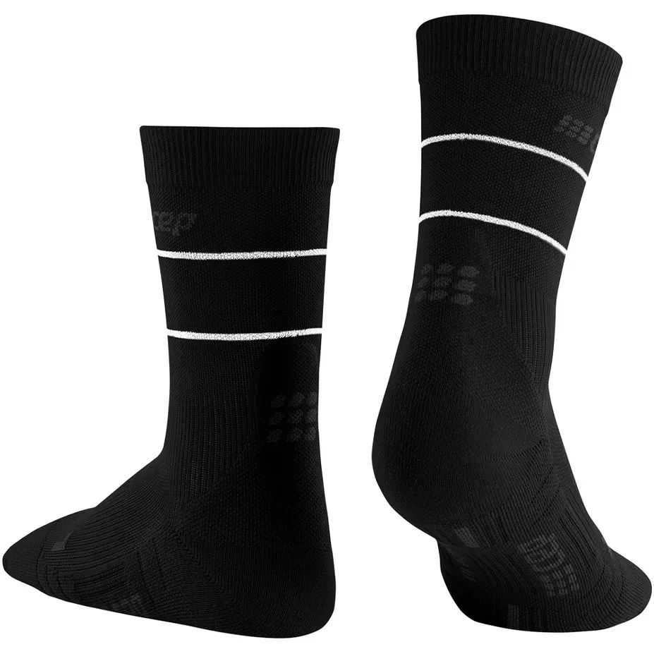 CEP Compression Reflective Mid Cut Women's Compression Socks (Black/Silver)
