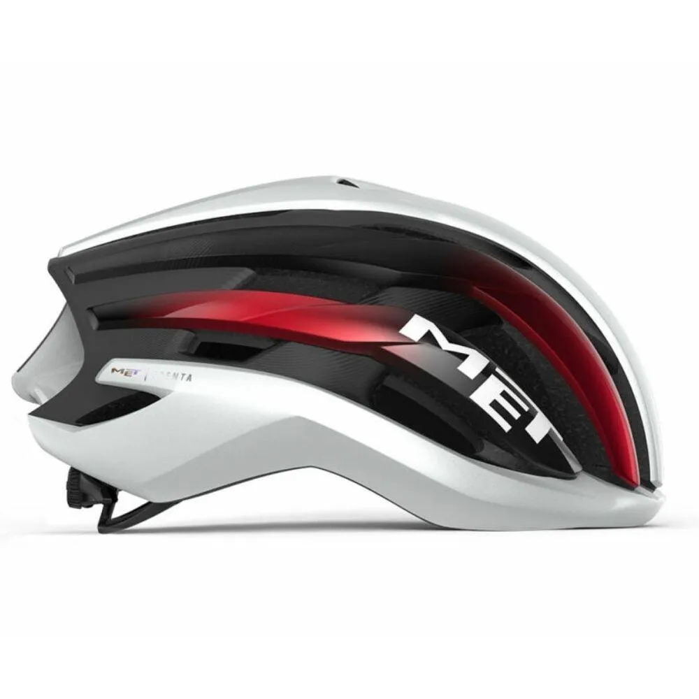 MET Trenta MIPS Road Cycling Helmet (White/Black/Red Metallic/Glosy)