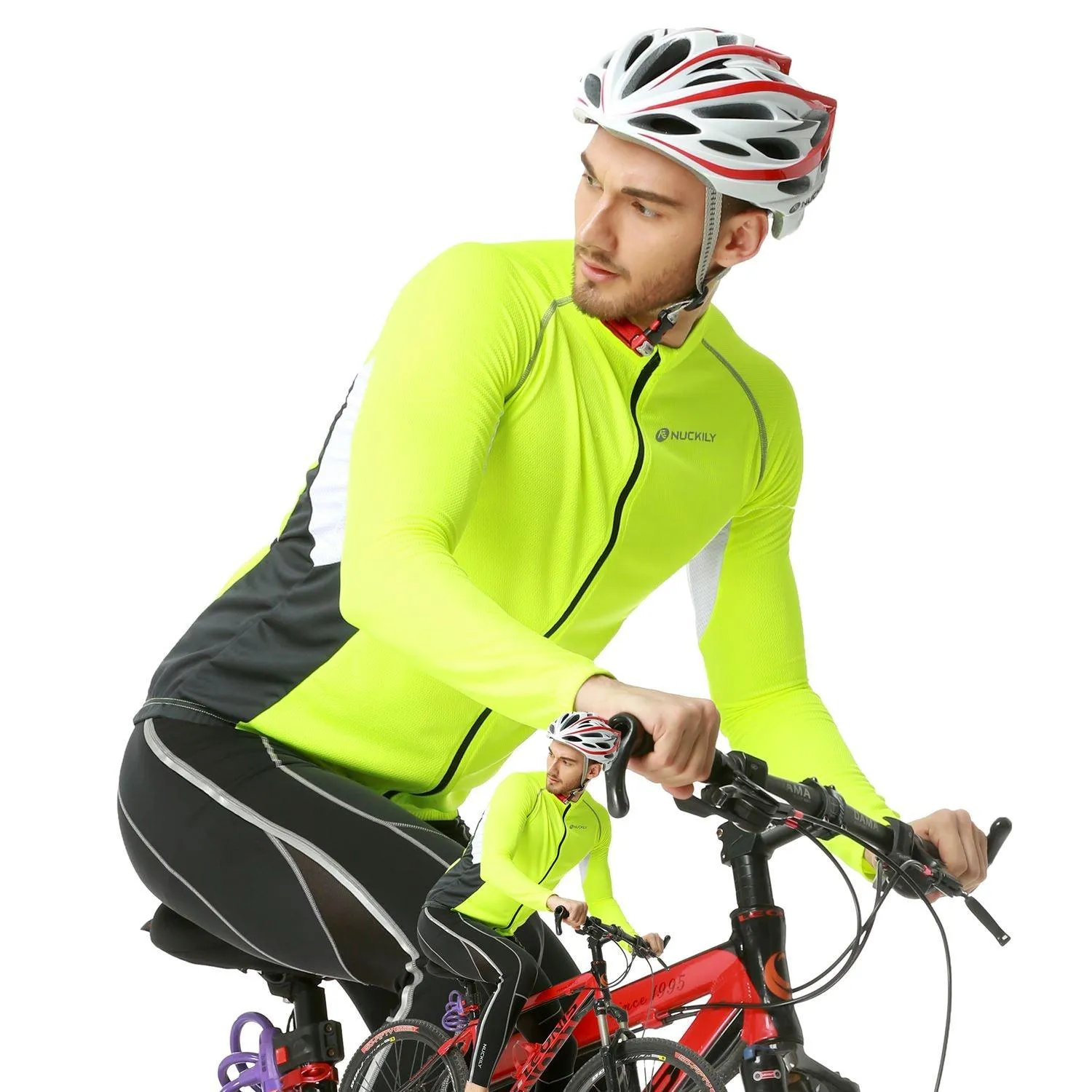 Nuckily MH008 Mens Cycling Jersey (Neon Green)