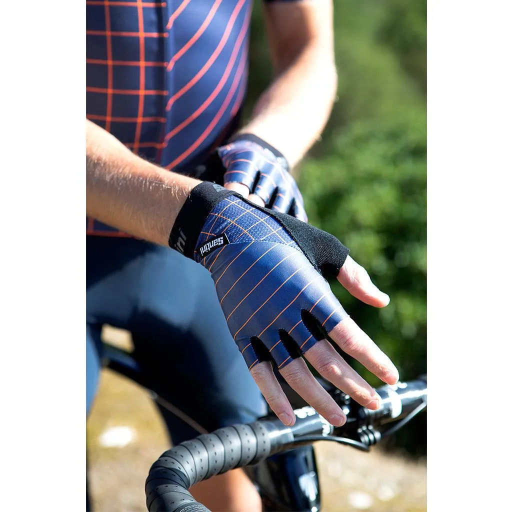 Santini Dinamo Unisex Cycling Gloves (Navy Blue)