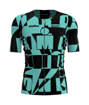 Santini Enigma Ironman Men's Triathlon Cycling Jersey (Aqua)
