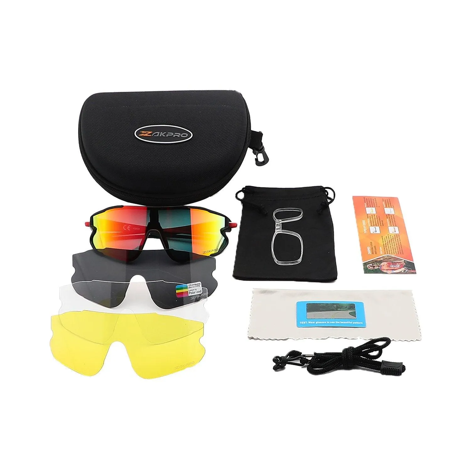 Zakpro Professional Outdoor Sport Sunglasses (Bright Red)